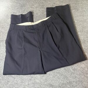 Lauren‎ Ralph Lauren Mens Super 100s Wool Navy Blue Pleated Dress Pants, 38x30